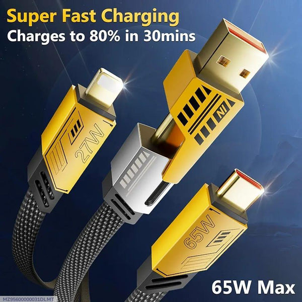 4 in 1 Charging Cable 65W Multicolor Magic for Your Devices
